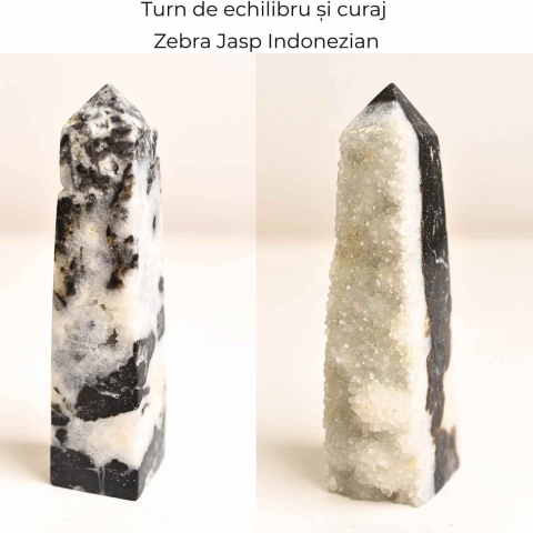 Turn din Jasp Zebra cu Druzy – Echilibru intre lumina si umbra [2]