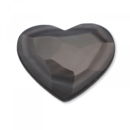 Inimioara Decorativa 30 mm din Obsidian Negru Curcubeu Fatetat Mexican