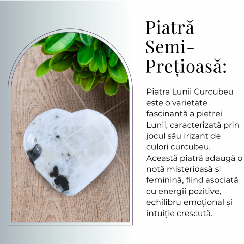 Inima Sculptata Manual din Piatra Lunii Curcubeu - Armonie si Liniste [6]