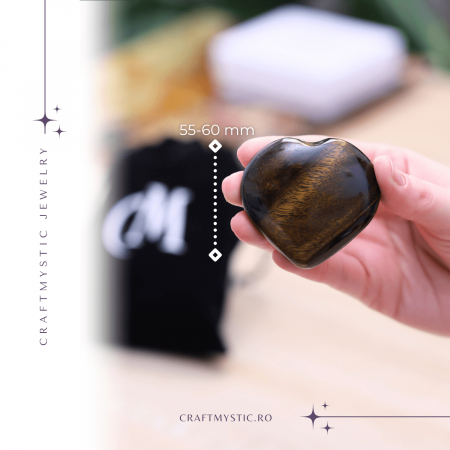 Inima Sculptată Manual de 55-60mm din Ochi de Tigru Natural [1]