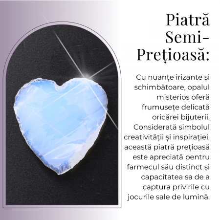 Inima din Cristal de Opalita Sculptata Manual - Piatra Semipretioasa pentru Bijuterii si Impachetare cu Sarma [7]