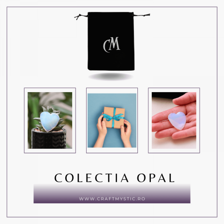 Inima din Cristal de Opalita Sculptata Manual - Piatra Semipretioasa pentru Bijuterii si Impachetare cu Sarma [3]