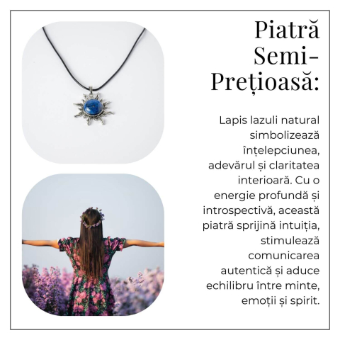 Intelepciune si Creativitate – Colier Soare cu Lapis Lazuli Natural [5]