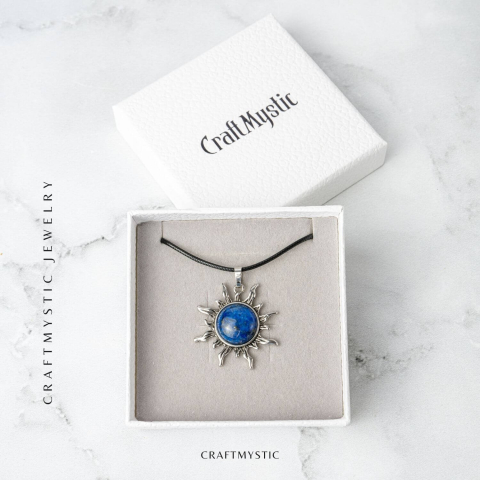 Intelepciune si Creativitate – Colier Soare cu Lapis Lazuli Natural [6]