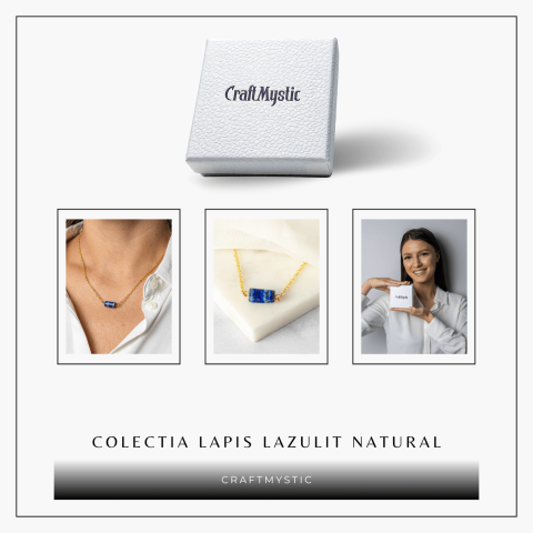 Intelepciune si Claritate – Colier cu Pandantiv Hexagonal din Lapis Lazuli Natural pe Lant de Cupru [7]