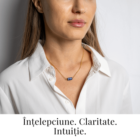 Intelepciune si Claritate – Colier cu Pandantiv Hexagonal din Lapis Lazuli Natural pe Lant de Cupru [1]