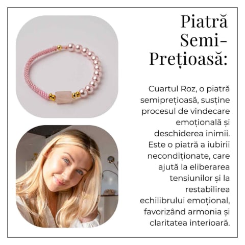 Bratara Cuart Roz si Perle – Energie de Iubire, Delicatețe si Armonie Interioara [5]
