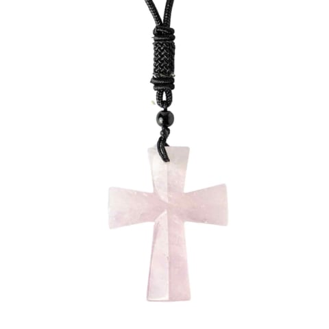 Rac - Iubire si Armonie – Colier Cruce din Cuart Roz Natural
