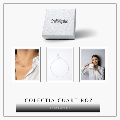 Iubire si Delicatete – Choker din Otel Inoxidabil cu Cuart Roz fatetat [6]