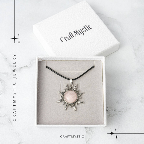 Iubire si Armonie – Colier Soare cu Cuart Roz Natural [6]
