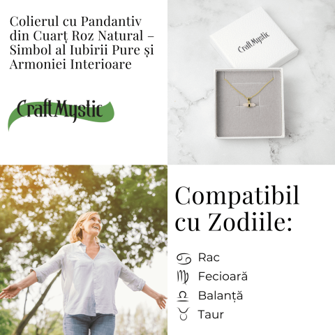 Colier cu Pandantiv Dublu Punct din Cuart Roz si Lant Auriu [4]