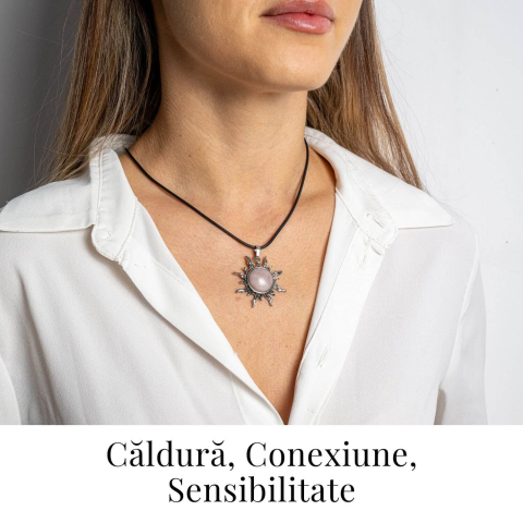 Iubire si Armonie – Colier Soare cu Cuart Roz Natural [1]