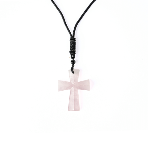 Iubire si Armonie – Colier Cruce din Cuart Roz Natural [8]