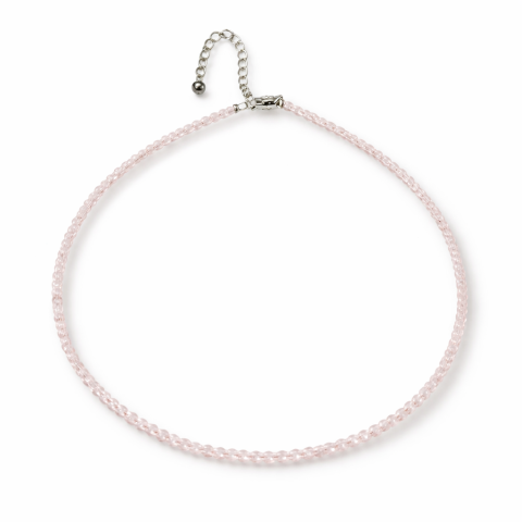 Dragoste si relatii - Iubire si Delicatete – Choker din Otel Inoxidabil cu Cuart Roz fatetat