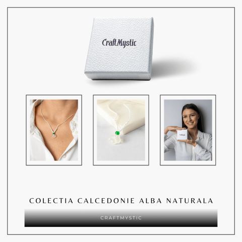 Protectie si Liniste Interioara – Colier Lacat al Pacii din Calcedonie Alba Naturala [7]