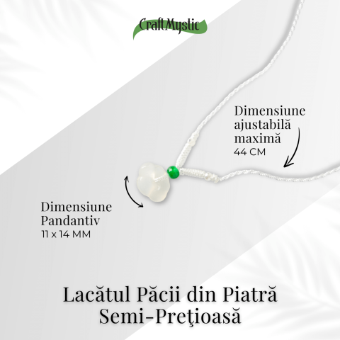 Protectie si Liniste Interioara – Colier Lacat al Pacii din Calcedonie Alba Naturala [3]