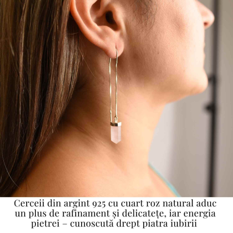Armonie si Iubire – Cercei din Argint 925 cu Cuart Roz Natural [1]