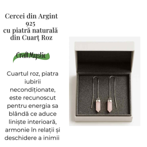 Armonie si Iubire – Cercei din Argint 925 cu Cuart Roz Natural [3]