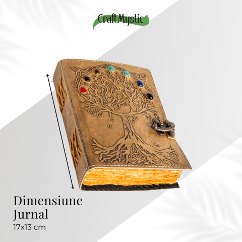 Jurnal Vintage maro cu Arborele Vietii si 7 Chakre - Piele Naturala [3]