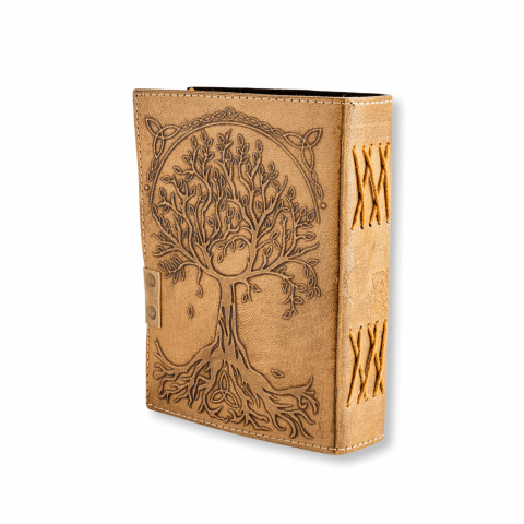 Jurnal Vintage maro cu Arborele Vietii si 7 Chakre - Piele Naturala [7]