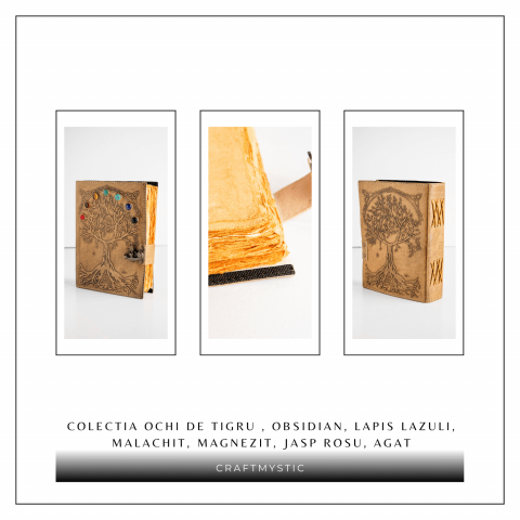 Jurnal Vintage maro cu Arborele Vietii si 7 Chakre - Piele Naturala [9]