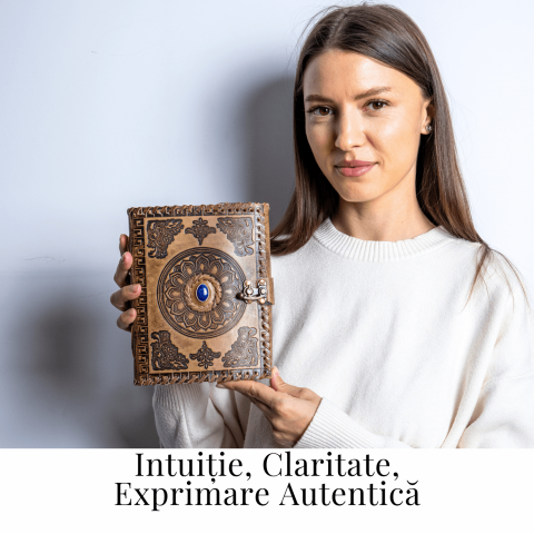 Jurnal din piela naturala autentic cu coperta gravata si piatra naturala Lapis Lazuli si hartie bumbac galbena [1]