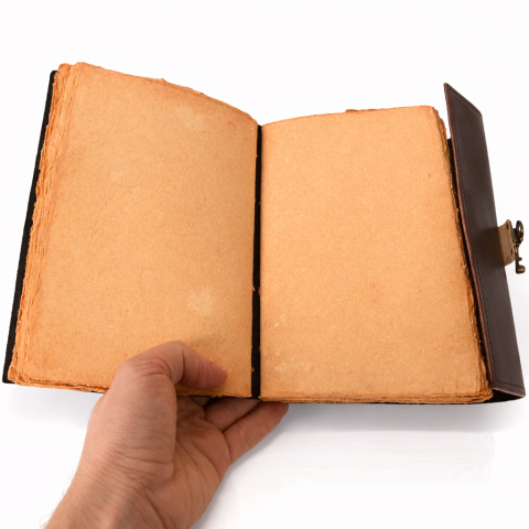 Jurnal vintage din piele naturala cu hartie bumbac si malachit decorativ 20x15 cm [4]