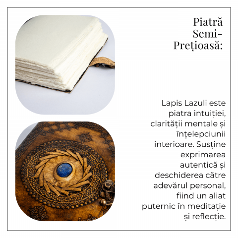 Jurnal din piele naturala cu Lapis Lazuli si hartie de bumbac – Calatorie interioara in stil vintage [6]