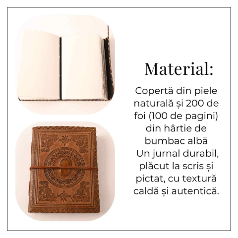 Jurnal Piele Naturala cu Cristal Galben – Mandala Vintage – CraftMystic [2]