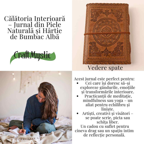 Jurnal Piele Naturala cu Cristal Galben – Mandala Vintage – CraftMystic [3]