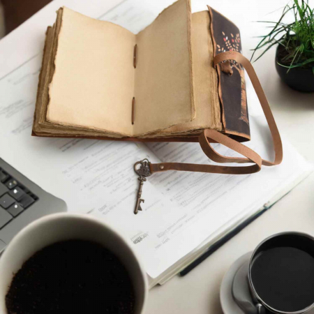 Jurnal Vintage cu Arborele Vietii, inchidere cu cheie si hartie de pergament- Protecție și Creștere [4]