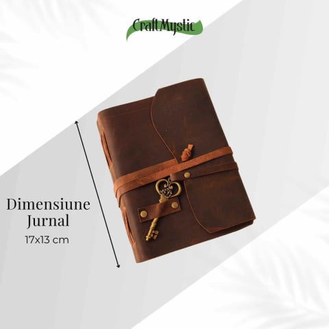 Jurnal Piele Naturala cu Hartie din Bumbac galbena model cheita [1]