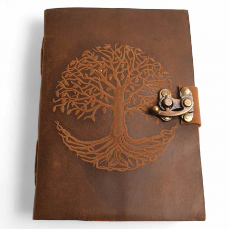 Jurnale din piele - Jurnal Vintage din Piele naturala cu Model Arborele Vietii si Hartie Cartonata