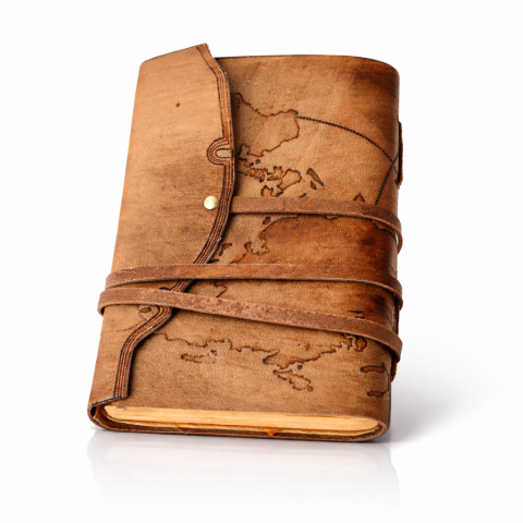 Jurnale din piele - Jurnal Medieval din Piele Naturala cu Harta – Cronicile Exploratorului 18x13 cm