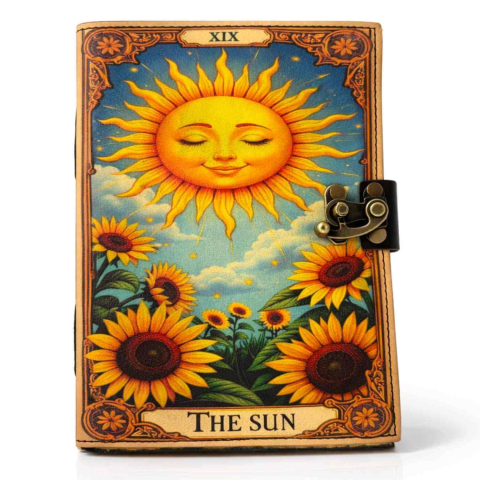 Jurnale din piele - Jurnal The Sun din piele naturala si hartie de bumbac CraftMystic
