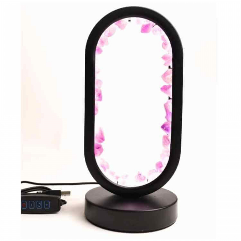 Tip Cristal - Lampa de noapte ovala cu cristale ametist brut – Lumina calmanta si protectie energetica