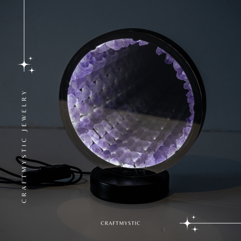 Lampa cu Oglinda si Ametist Natural – Decor Magic cu Cristale Energetice [3]