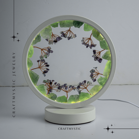 Lampa cu fluorit verde si curcubeu – Claritate si armonie cu cristale naturale [6]