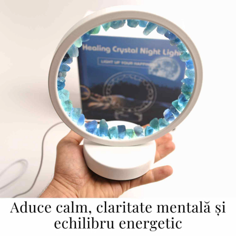 Lampa de noapte rotunda cu cristale fluorit – Echilibru si calm pentru orice camera [2]