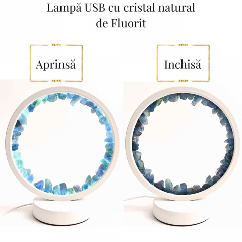 Lampa de noapte rotunda cu cristale fluorit – Echilibru si calm pentru orice camera [1]
