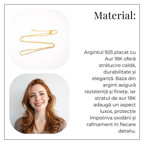 Lant din Argint 925 Placat cu Aur 18K – Subtire, Stralucitor, Reglabil [5]