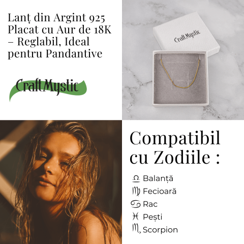 Lant Argint 925 Placat cu Aur 18K – Elegant, Subtil si Ideal pentru Pandantive [3]