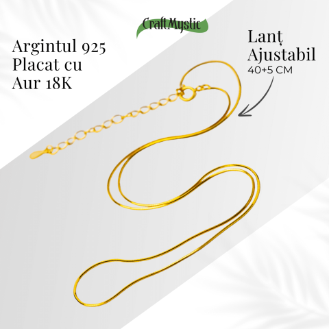 Lant Argint 925 Placat cu Aur 18K – Elegant, Subtil si Ideal pentru Pandantive [4]