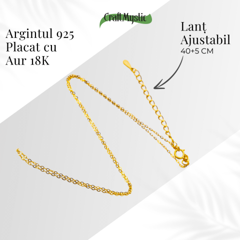 Lant Argint 925 Placat cu Aur 18K – Elegant, Ajustabil și Ideal pentru Pandantive [4]