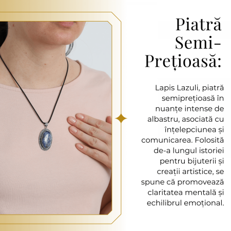 Colier Reglabil cu Pandantiv Oval 40mm de Lapis Lazuli [7]