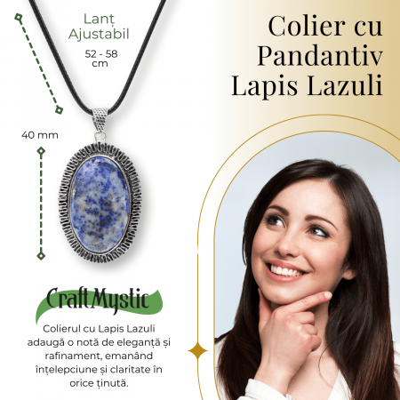 Colier Reglabil cu Pandantiv Oval 40mm de Lapis Lazuli [1]