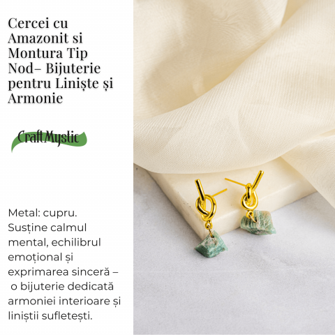 Bijuterie a Linistii – Cercei cu Amazonit si Montura Tip Nod [2]