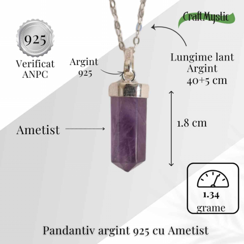 Protectie si Claritate Zilnica – Colier Turnulet cu Ametist si Argint 925 [4]