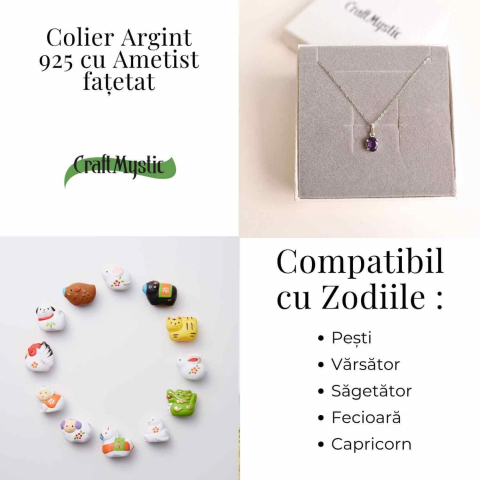 Claritate Mentala si Liniste Interioara – Colier Oval cu Ametist Fatetat si Argint 925 [3]