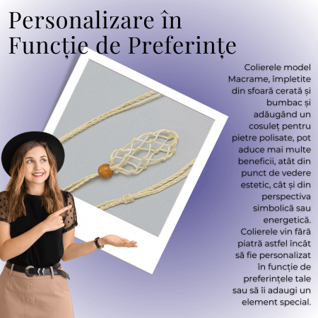 Colier Reglabil Model Macrame din bumbac - Pentru Piatra ta Favorita [2]